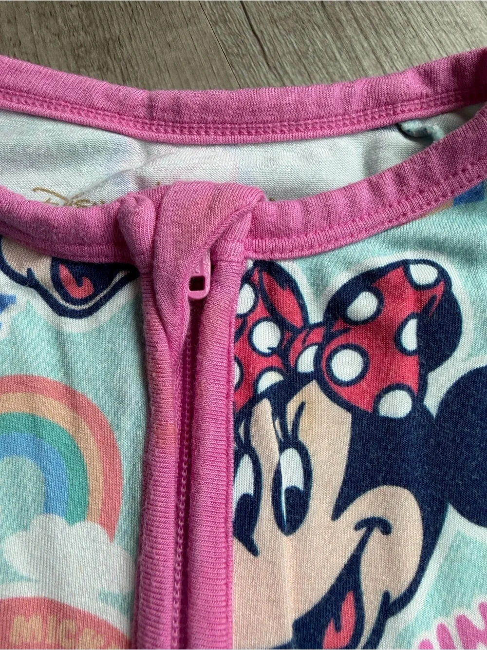 Disney Little Sleepies Short Sleeve Zip Romper Pajamas in Mickey Print 6-12M